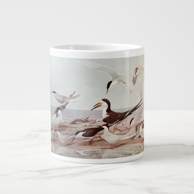 Ternar och Merssenger-fåglar Jättekaffekopp Jumbo Mugg (Framsidan)