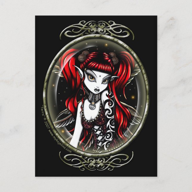 Terra Cameo Red Tattooed Fairy Postcard Vykort (Framsida)