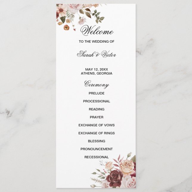 Terra Cotta and Green double side program card  (Framsida)