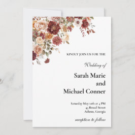 Terra Cotta and Green Floral Wedding Invitation Inbjudningar