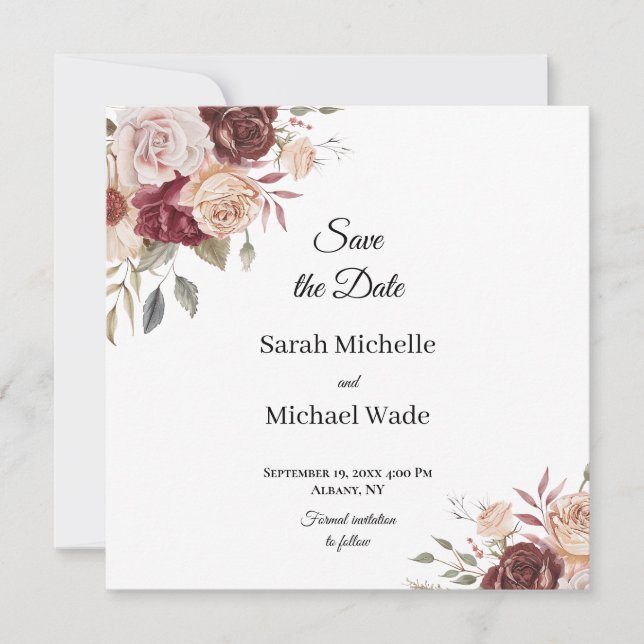 Terra Cotta and Green Save the Date Invite Spara Datumet (Framsida)