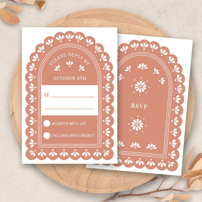 Terra Cotta Arch-höstkort, Bröllop OSA (Terra Cotta Arch Autumn Wedding RSVP Card by Fiesta Valley Print)