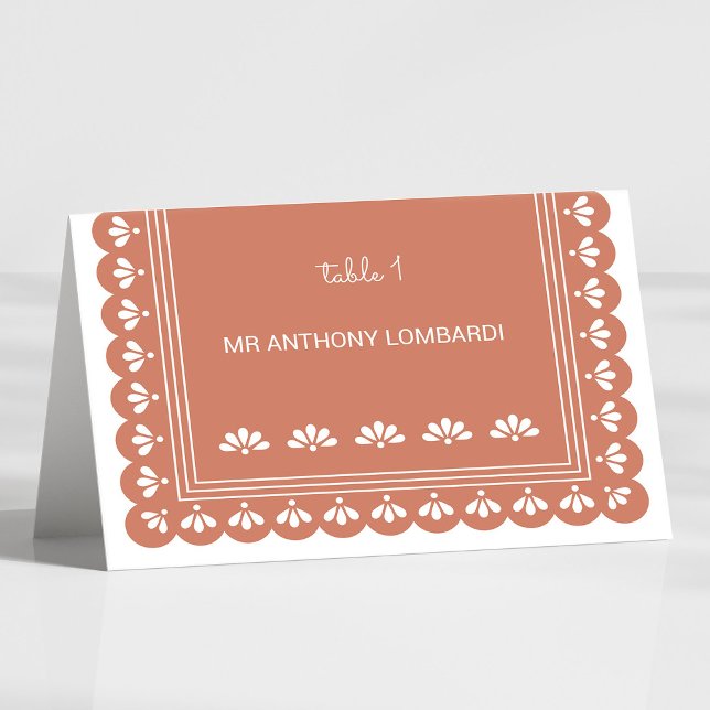 Terra Cotta Autumn Bröllop DIY Fold Place Bordsnummer (Terra Cotta Autumn Wedding DIY Fold Place Card)