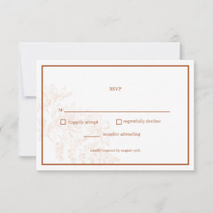 Terra Cotta Blommigt Simple Bröllop OSA Card Kort