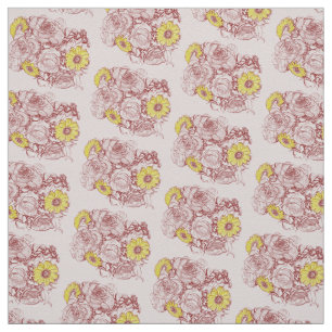 Terra Cotta Edged Daisy Bukett med rosor Tyg