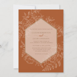 Terra Cotta Geometric Blommigt Bröllop Inbjudningar