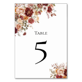 Terra Cotta Green Floral Number Card Bordsnummer