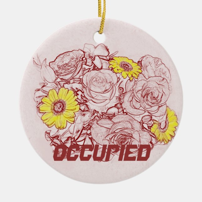 Terra - cotta kantad bukett julgransprydnad keramik (Framsidan)