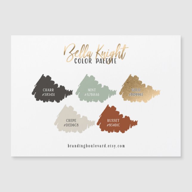 Terra Cotta Mint Grönt & Guld Färg palett Card (Framsida)