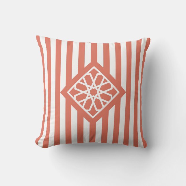 Terra Cotta Moroccan Zellige Flower Symbol Kudde (Framsida)