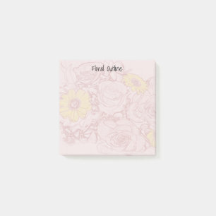 Terra Cotta Outlines Bouquet Artwork Anpassningsba Post-it Block