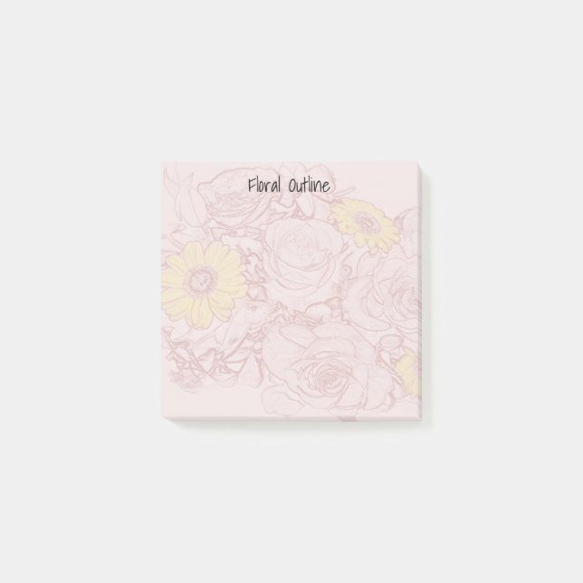 Terra Cotta Outlines Bouquet Artwork Anpassningsba Post-it Block (Framsida)