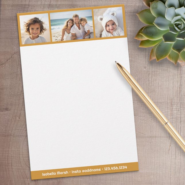 Terra Cotta Photo Collage - Anpassningsbar Persona Brevpapper (Personalized Stationery)