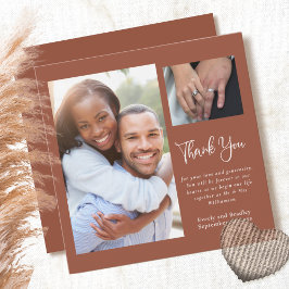Terra Cotta Photo Simple Bröllop - tackkort Inbjudningar