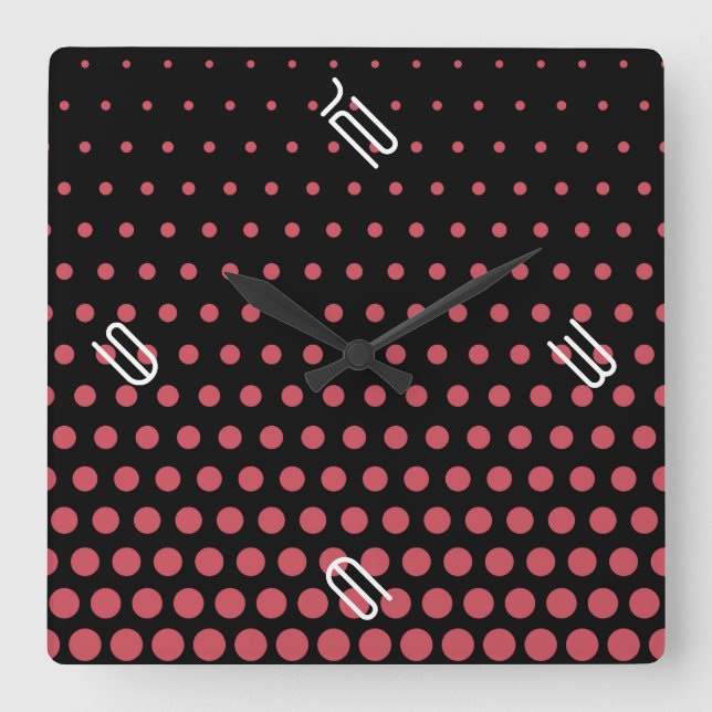 Terra Cotta Polka Dot Modern Black Fyrkantig Klocka (Framsida)