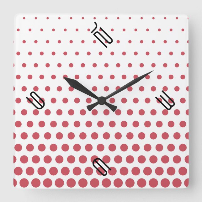 Terra Cotta Polka Dot Modern White Fyrkantig Klocka (Framsida)