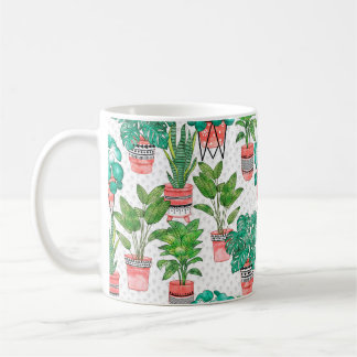 Terra cotta Pots Watercolor House Plants Seamless  Kaffemugg