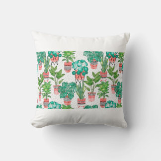 Terra cotta Pots Watercolor House Plants Seamless  Kudde