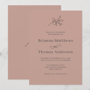 Terra Cotta Simple Elegant Fall Wedding Inbjudningar