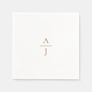 Terra Cotta Simple Monogram Bröllop Napkins Pappersservett