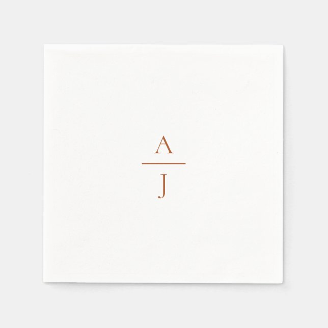 Terra Cotta Simple Monogram Bröllop Napkins Pappersservett (Framsidan)