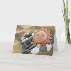 Terra Cotta Sol med Sten och Sand Tack Kort