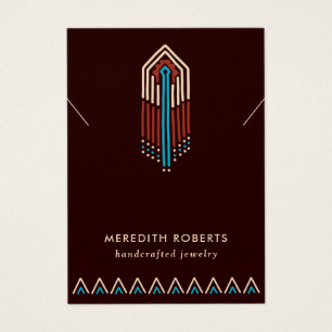 Terra Cotta Turkvoise Tribal Necklace Visning Card Visitkort