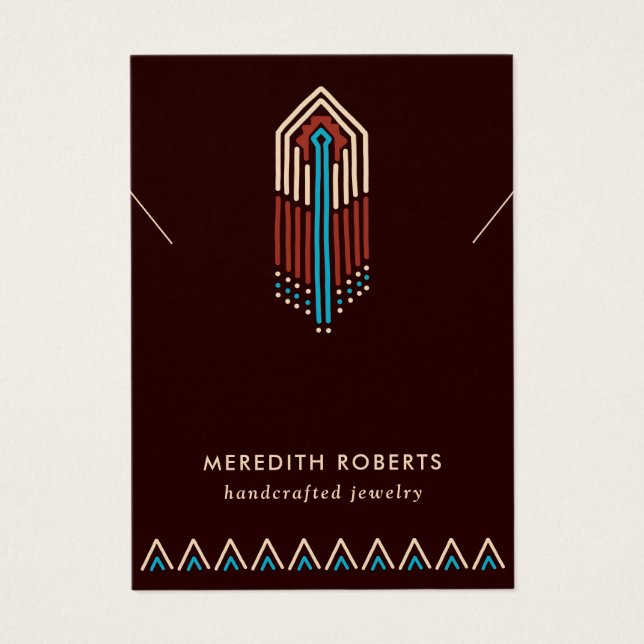 Terra Cotta Turkvoise Tribal Necklace Visning Card Visitkort (Framsidan)