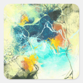 Terra - Grönt Abstract Design Fyrkantigt Klistermärke