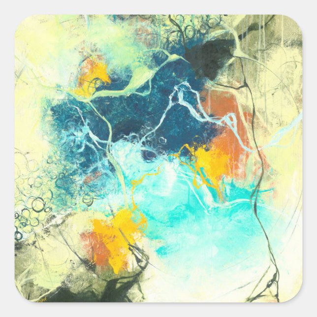 Terra - Grönt Abstract Design Fyrkantigt Klistermärke (Framsida)