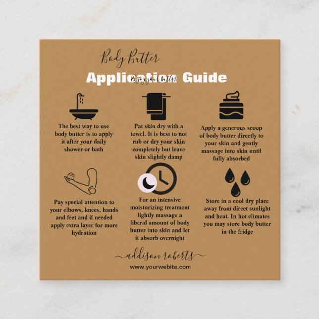 Terrac för enkel Professionell av Body Butter Appl Fyrkantigt Visitkort (Framsida)