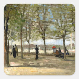 Terrace in Luxembourg Gardens (1886) Van Gogh art Fyrkantigt Klistermärke
