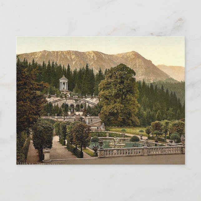 Terrace, Linderhof Castle, Upper Bavaria, Germ Vykort (Framsida)