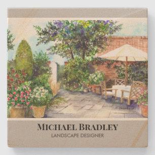 Terrace of The Manor House York Watercolor Garden Stenunderlägg