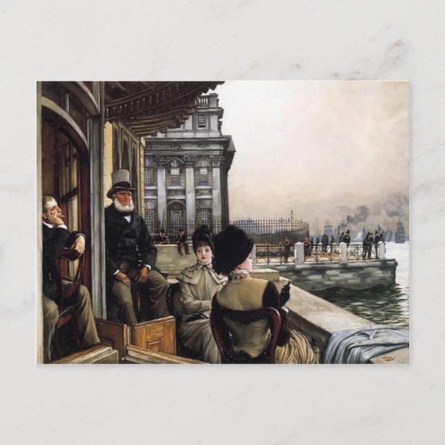 Terrace of the Trafalgar Tavern by James Tissot Vykort (Framsida)