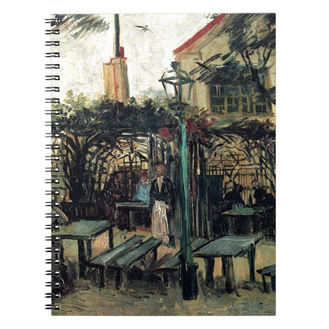 Terrace på en kafé på Montmartre La Guinguette Anteckningsbok Med Spiral (Framsidan)