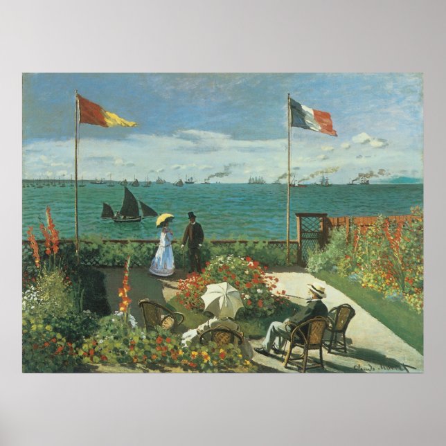 Terrace vid Seaside av Claude Monet Poster (Framsidan)