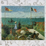 Terrace vid Seaside av Claude Monet Pussel<br><div class="desc">Terrace vid Seaside, Saint-Adresse (balkony på havet) (1867) av Claude Monet är en vintage imponerande bra konst nautisk målning. Det finns två franskar flaggor som flyger i vinden och båtar som seglar i havet. Ett sjölandskap med flera människor som njuter av en solig dag i trädgården vid havet. Om konstnären:...</div>