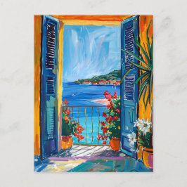 Terrace View of Mediterranean sea Vykort
