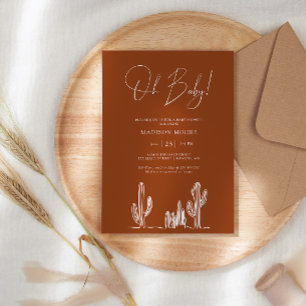 Terracota Baby Shower Cactus Line Art Desert Inbjudningar