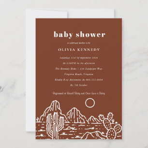 Terracota Baby Shower Cactus Line Art Desert Inbjudningar