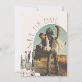 Terracota och Cactus Spara datumfoto Inbjudningar