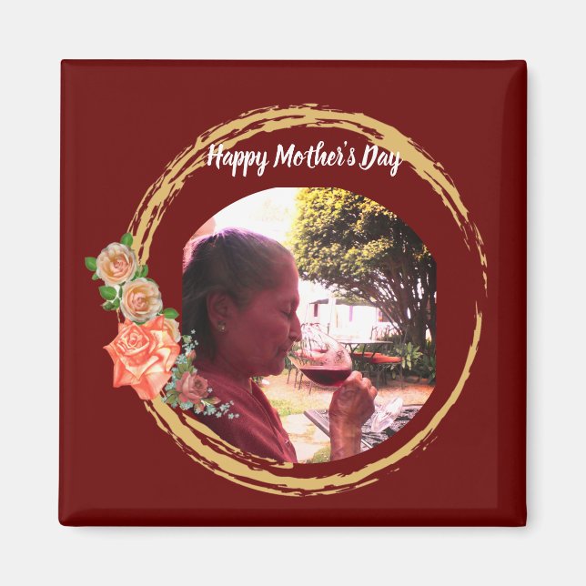 Terracota och Guld Mors dag Anpassningsbar Photo Magnet (Framsidan)