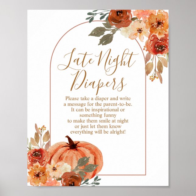 Terracota Pumpkin Baby Shower Night Diables Poster (Framsidan)