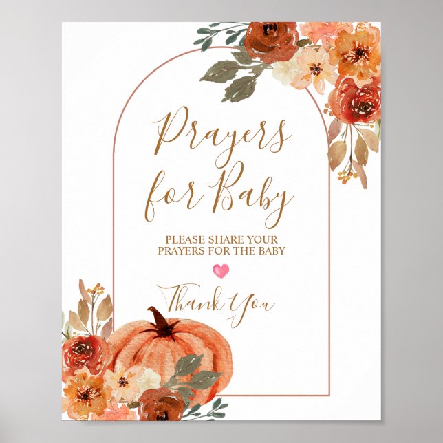 Terracota Pumpkin Baby Shower Prayers för Baby Poster (Framsidan)