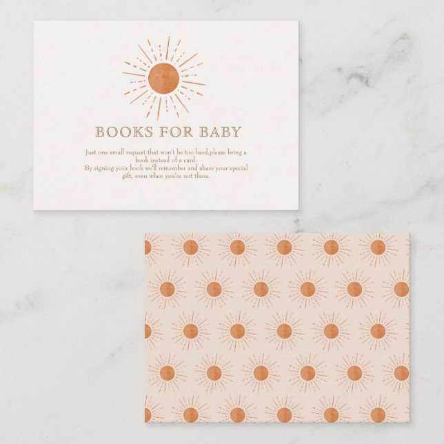 Terracota Sol Retro Bokar för vattenfärgen Baby Tilläggskort (Fram/baksida)