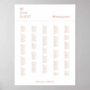Terracota White Alfabetical Bröllop Seating Chart Poster