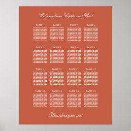 Terracotta 16 Bord Wedding Plats Poster