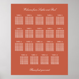 Terracotta 19 Bord Bröllop-sittplatsdiagram Poster