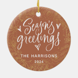 Terracotta 1-Photo Season Greetings Two-Sided Julgransprydnad Keramik